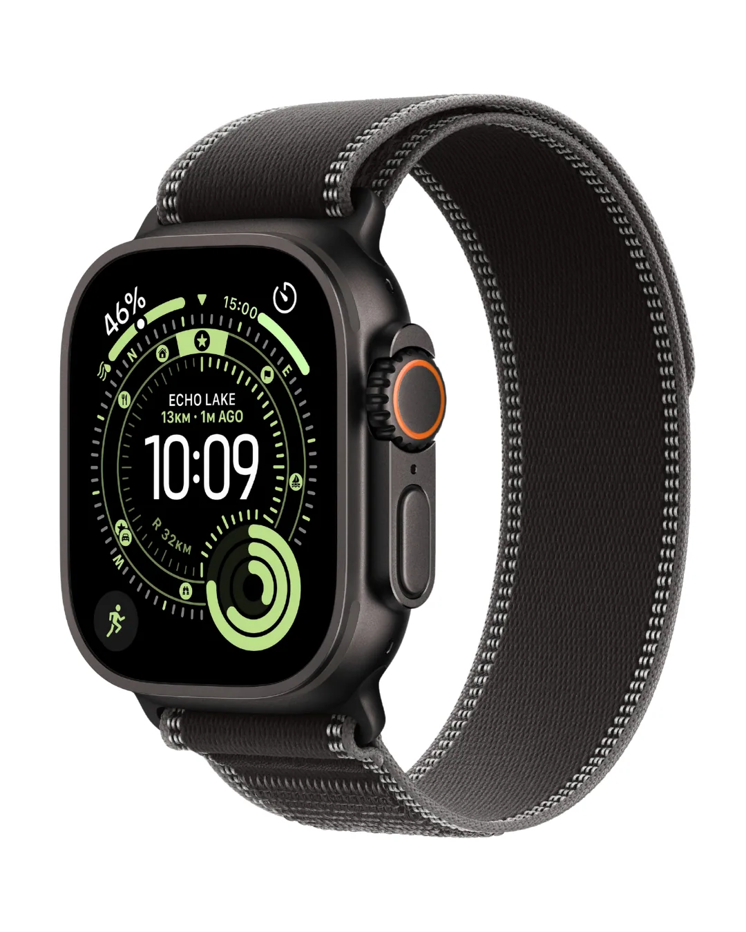 Apple Watch Ultra 3 49mm 2025 Black Titanium Case with Black/Charcoal Trail Loop