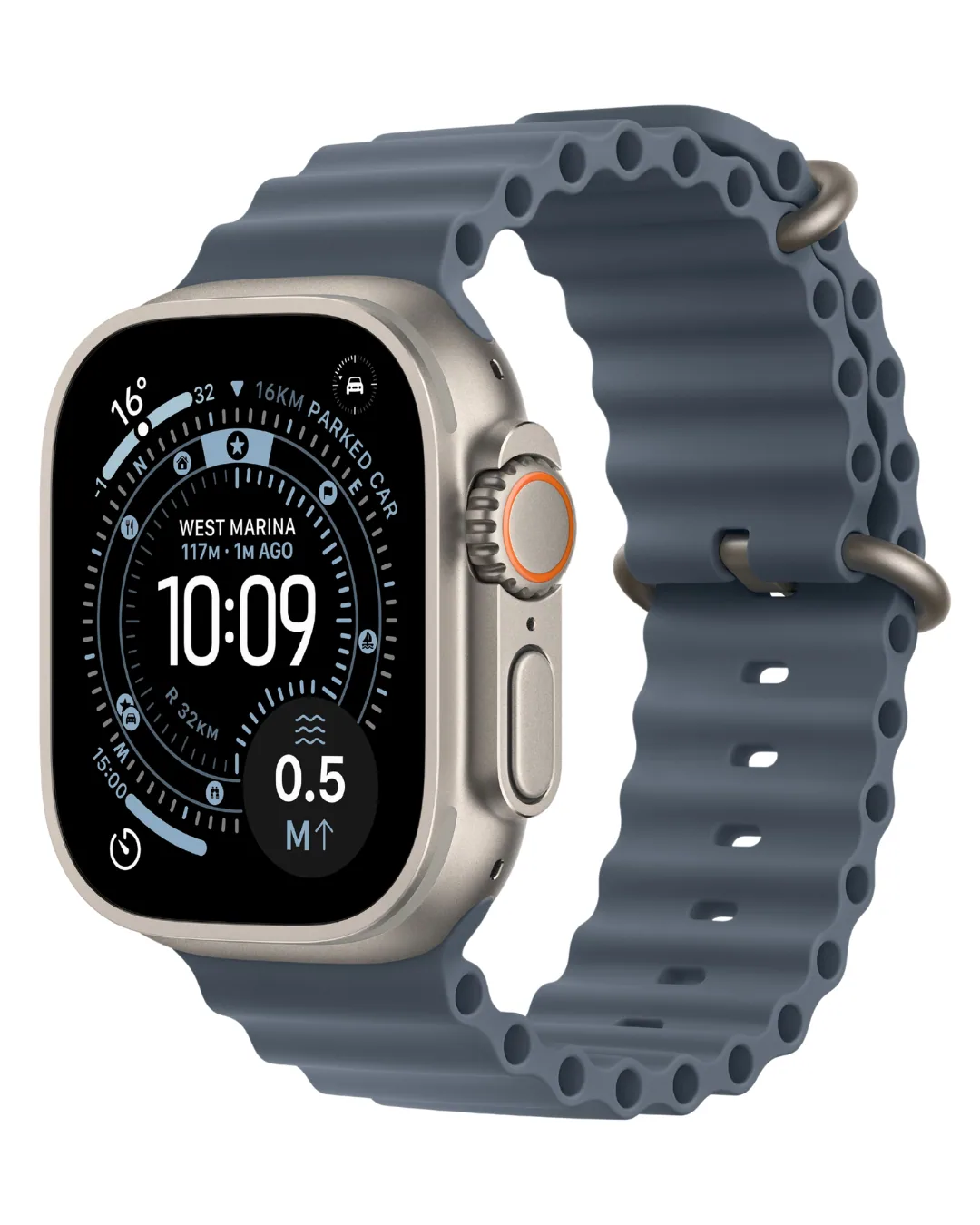 Apple Watch Ultra 3 49mm 2025 Natural Titanium Case with Anchor Blue Ocean Band