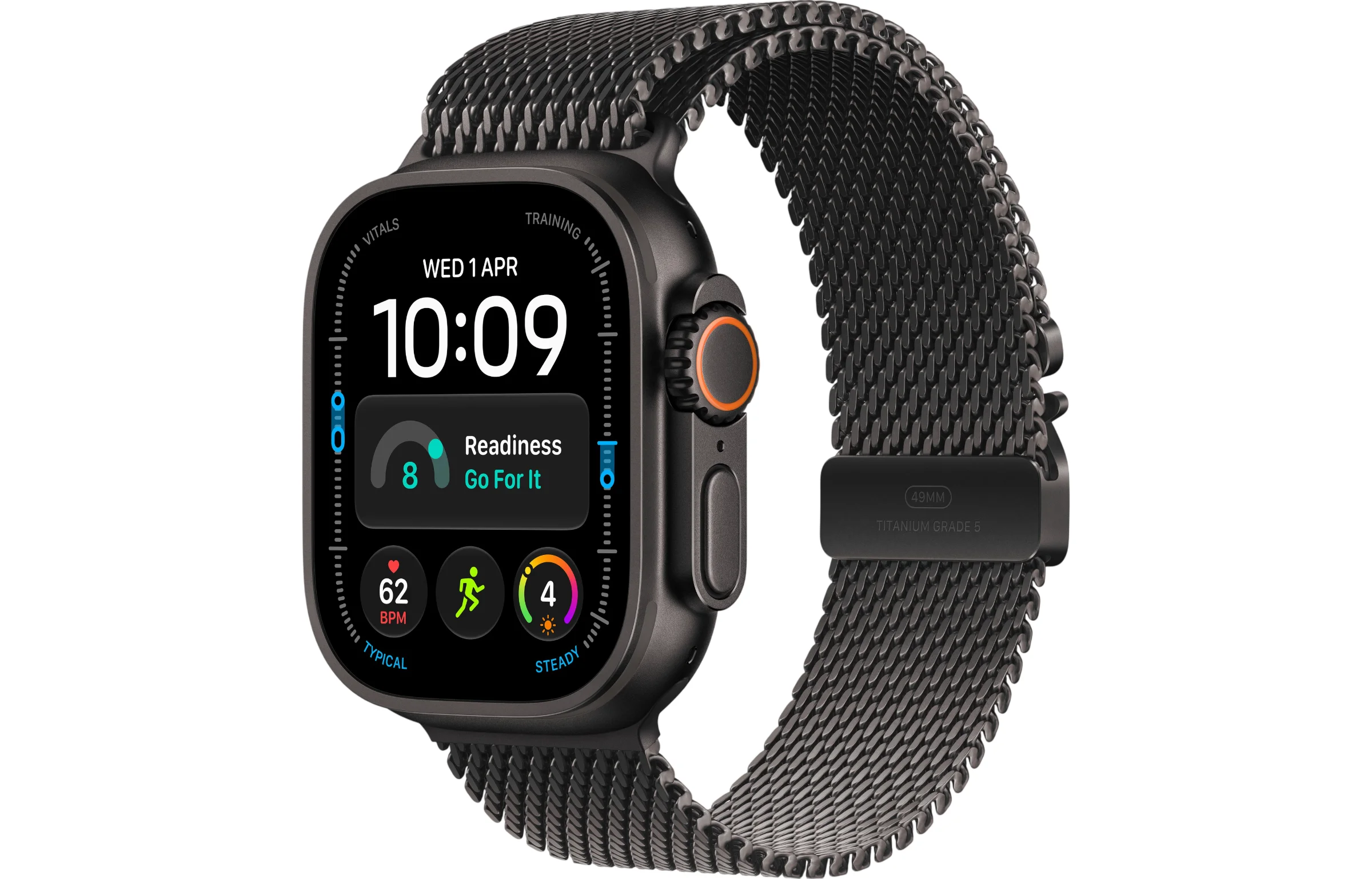 Apple Watch Ultra 4 49mm GPS + Cellular Black Titanium Case with Titanium Milanese Loop