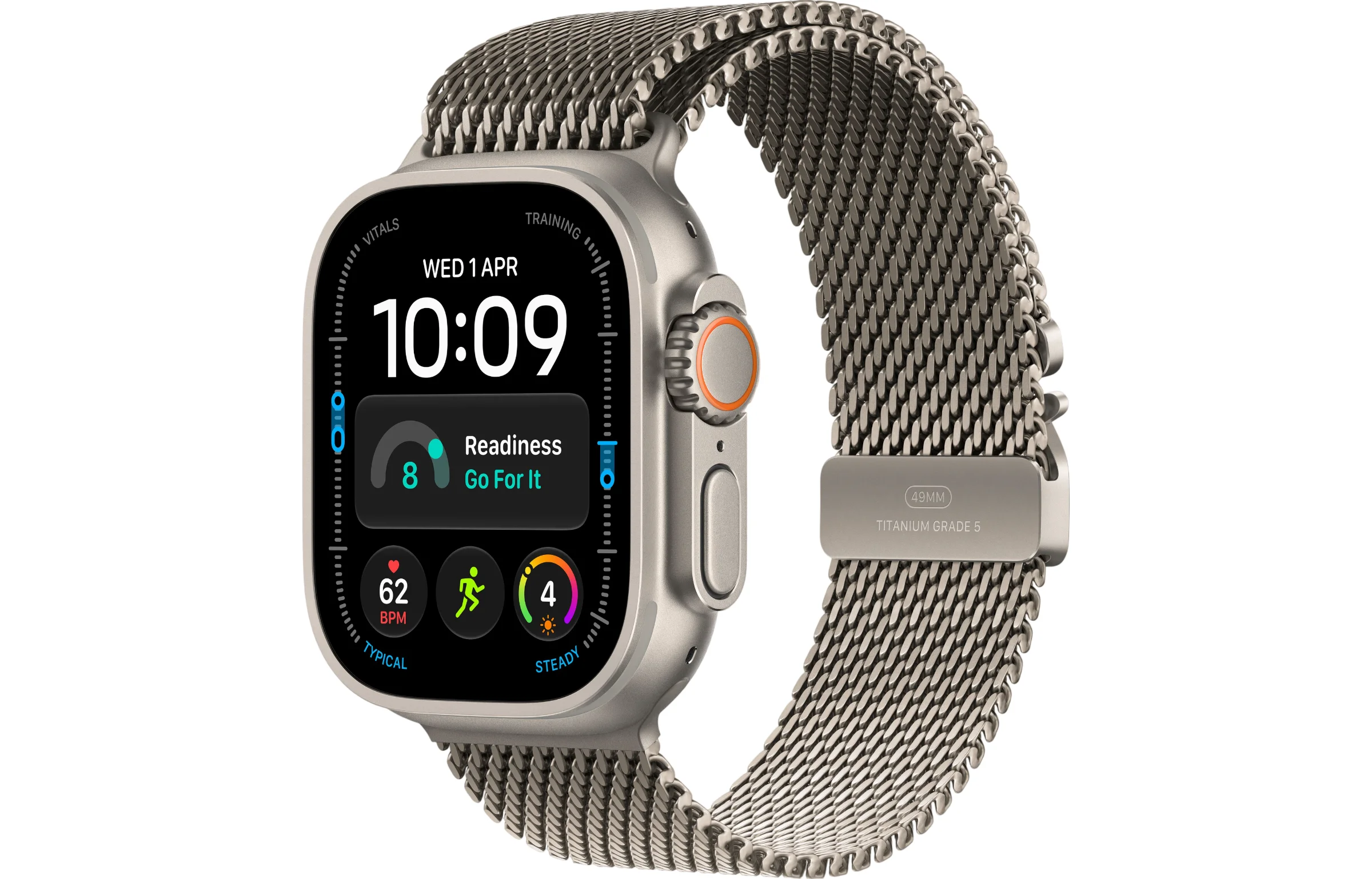 Apple Watch Ultra 4 49mm GPS + Cellular Natural Titanium Case with Titanium Milanese Loop