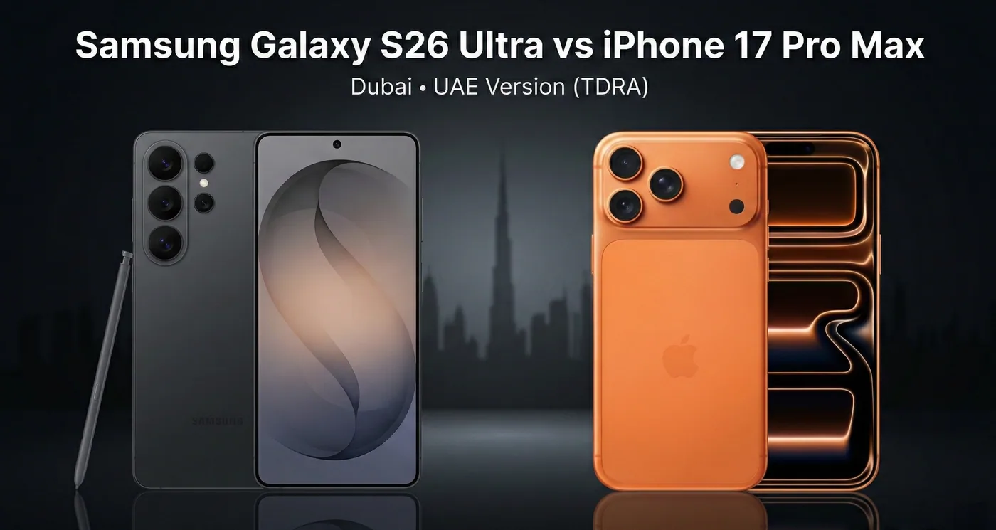 Samsung Galaxy S26 Ultra in Dubai (UAE Version — TDRA) vs iPhone 17 Pro Max
